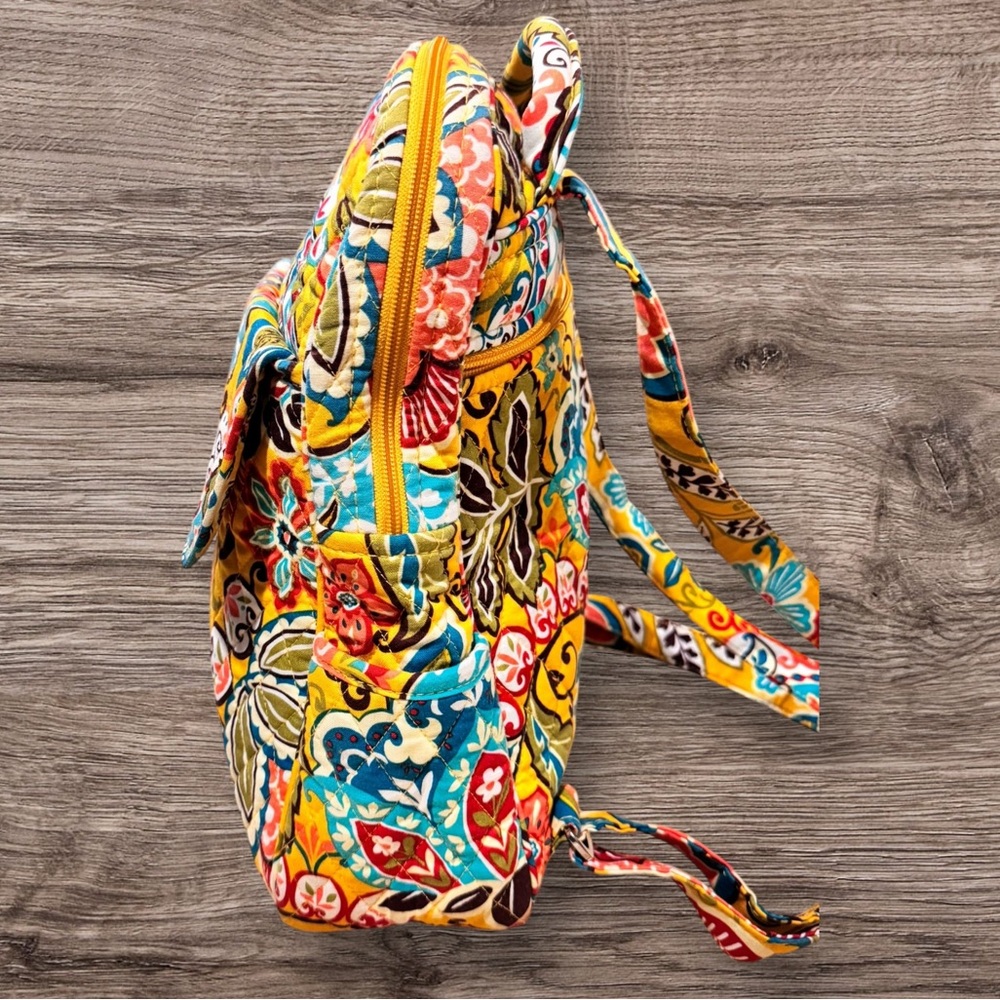 Vera Bradley Provençal Backpack Yellow Paisley Floral - Picture 4 of 8